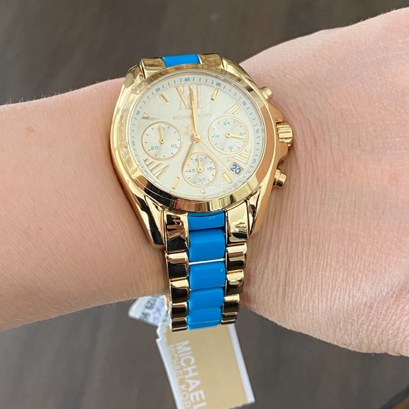 NWT Michael Kors Women’s Bradshaw Chronograph Gold-Tone Watch MK5908